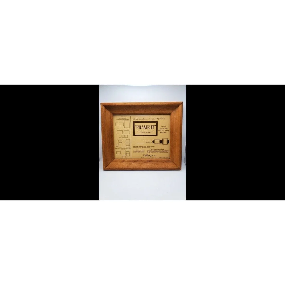 Vintage 1960s Metalcraft OAK Wood Picture Frame 8x10 Mid Century Wide Moulding